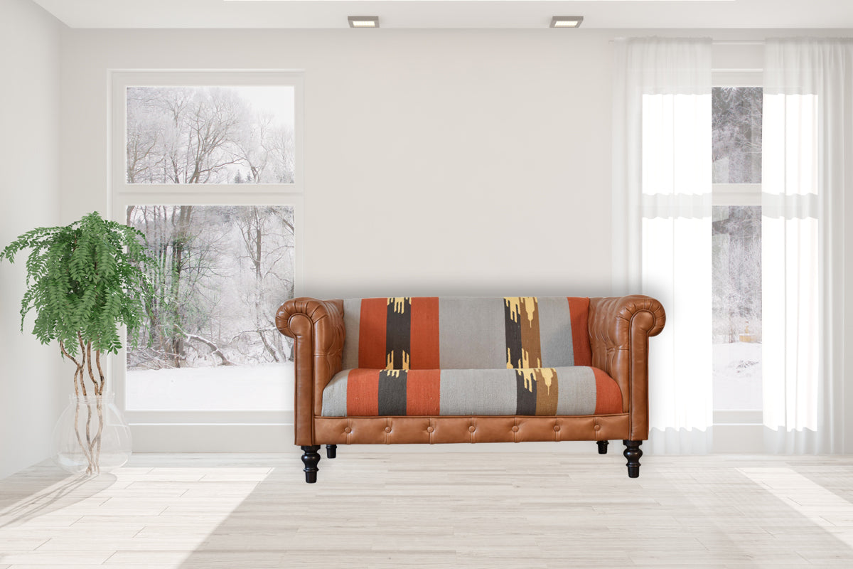 Durrie & Leather Mixed Sofa