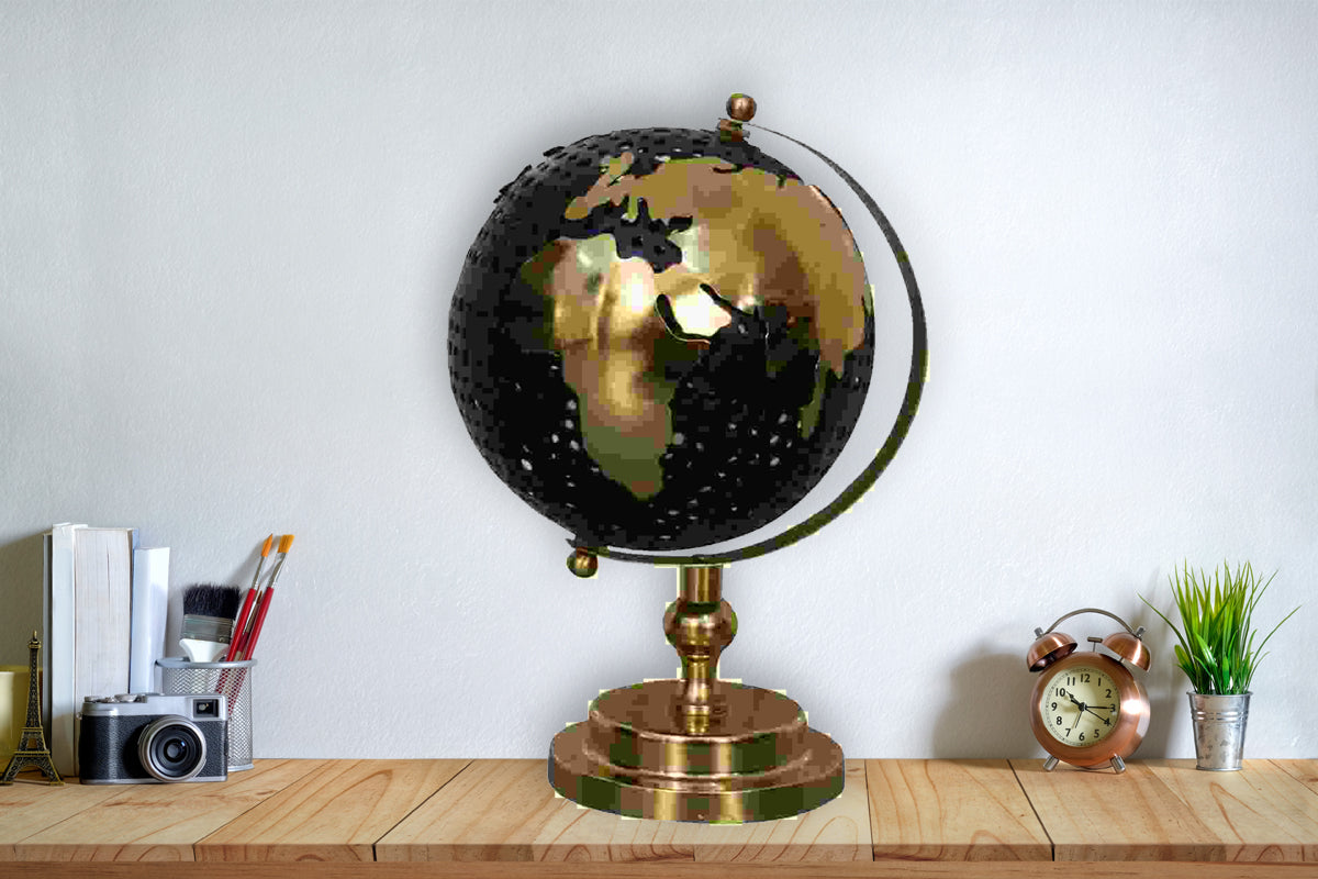 Black Globe with Gold Frame