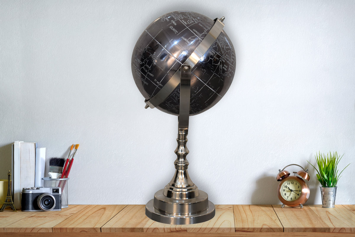 Black Globe with Chrome Frame