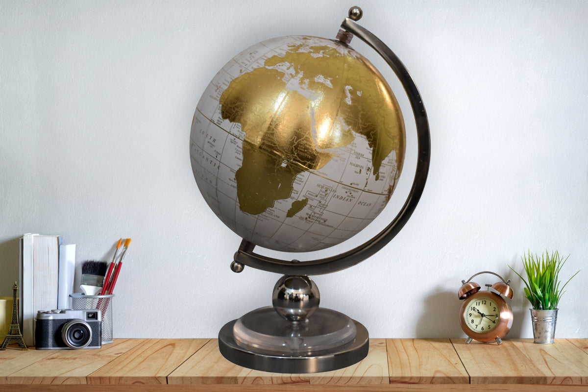 White Globe with Chrome Frame