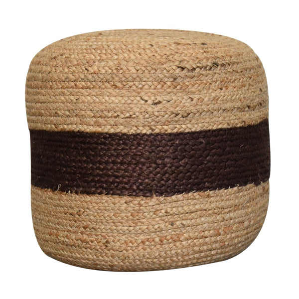 Jute Pouffe with Brown Band