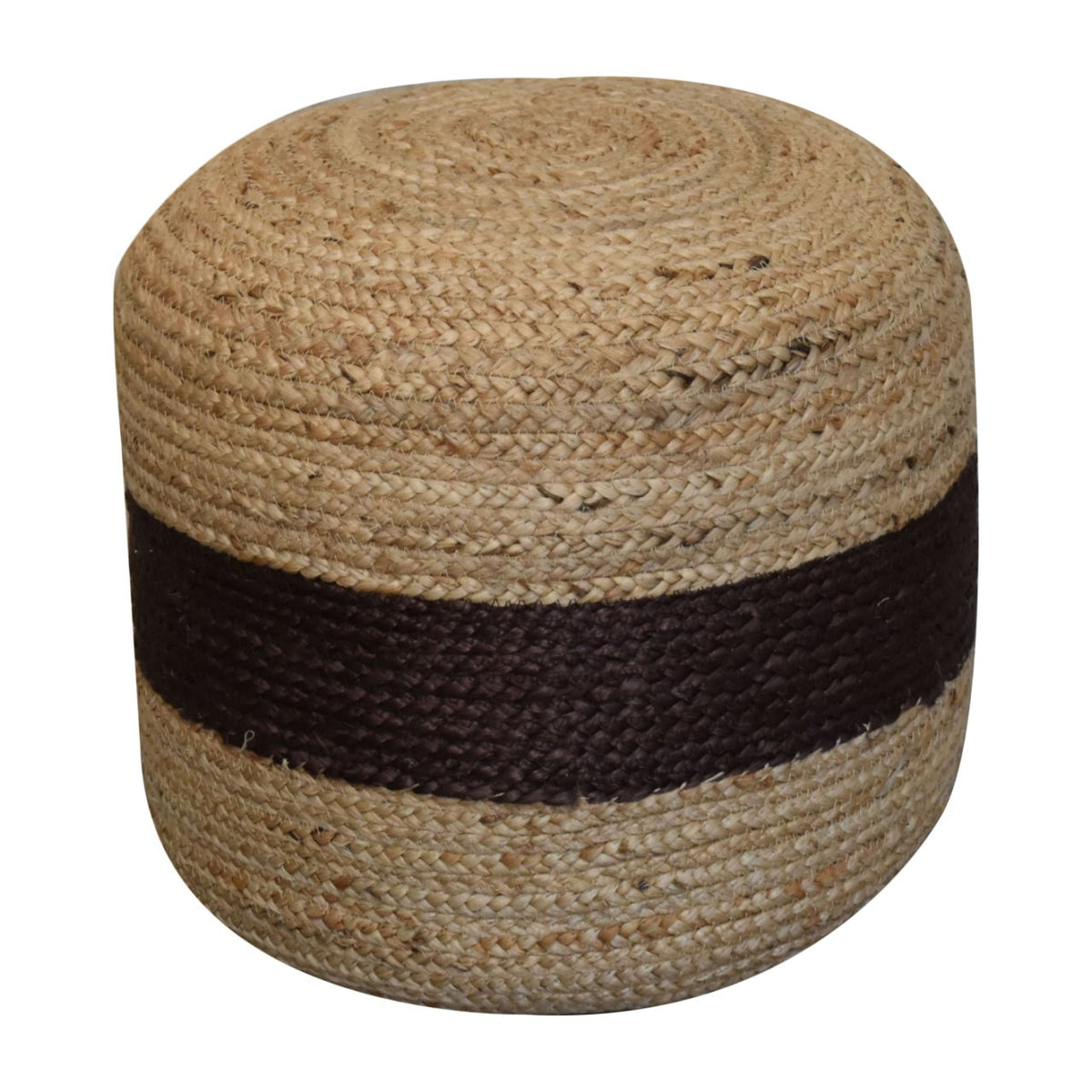 Jute Pouffe with Brown Band