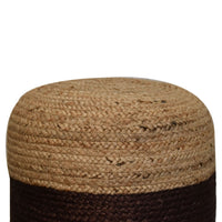 Jute Pouffe with Brown Band