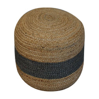 Jute Pouffe with Green Band