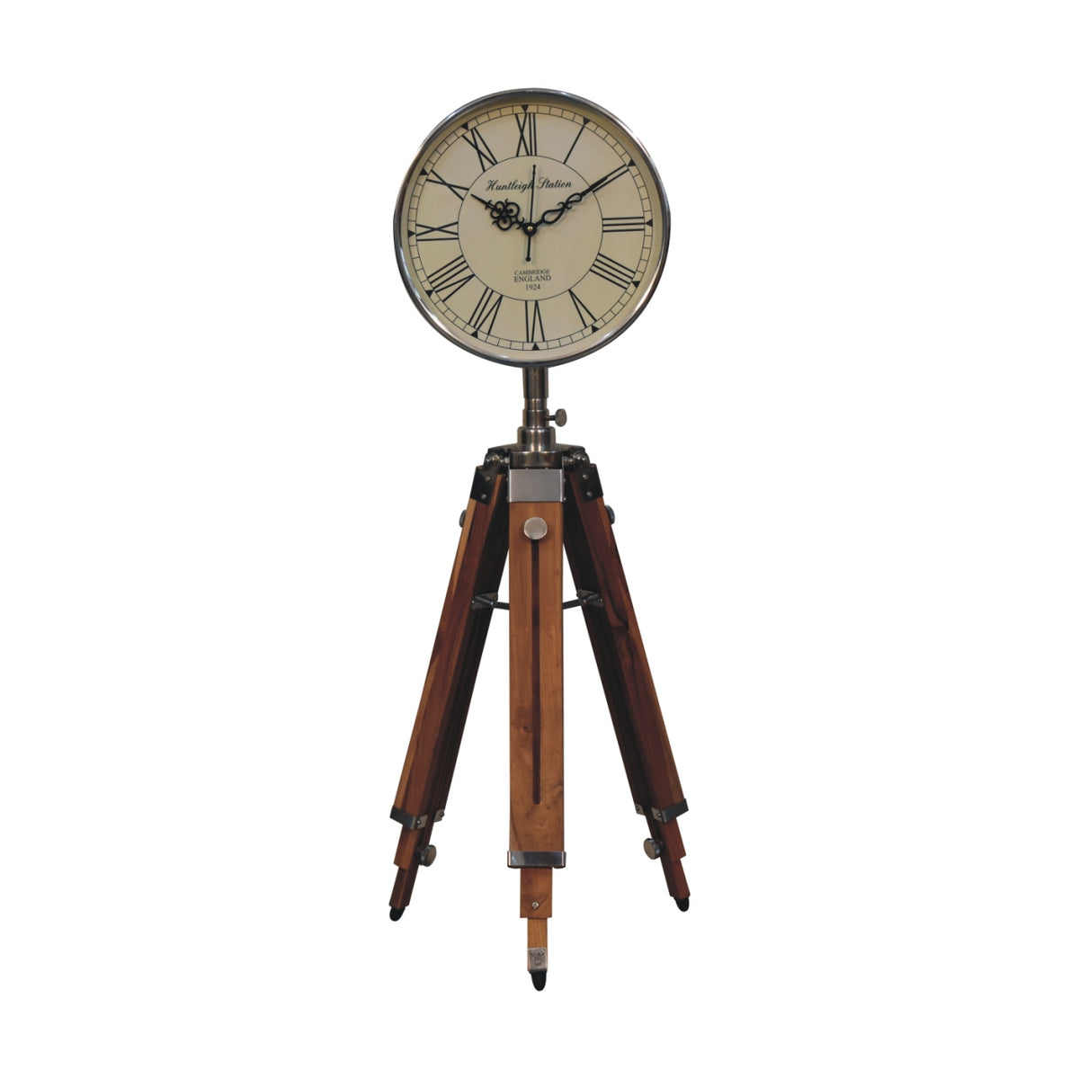 Chrome Tripod Extendable Floor Clock