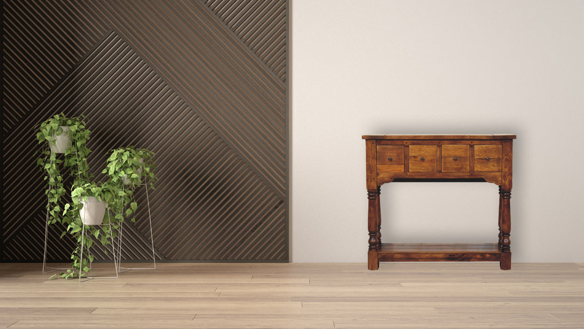 Chestnut 4 Drawer Console Table