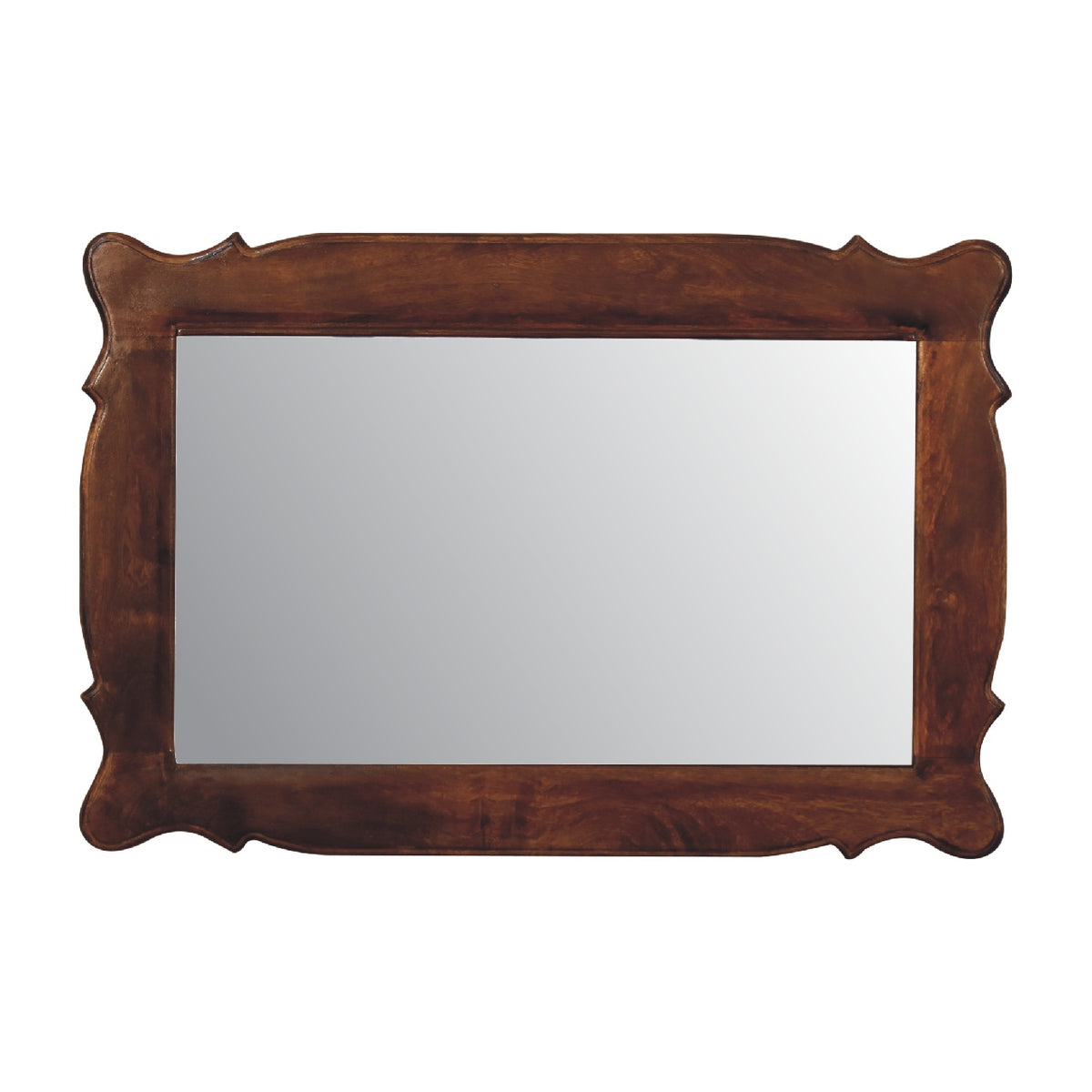 Chestnut Wooden Hand Carved Oblong Frame with Mirror