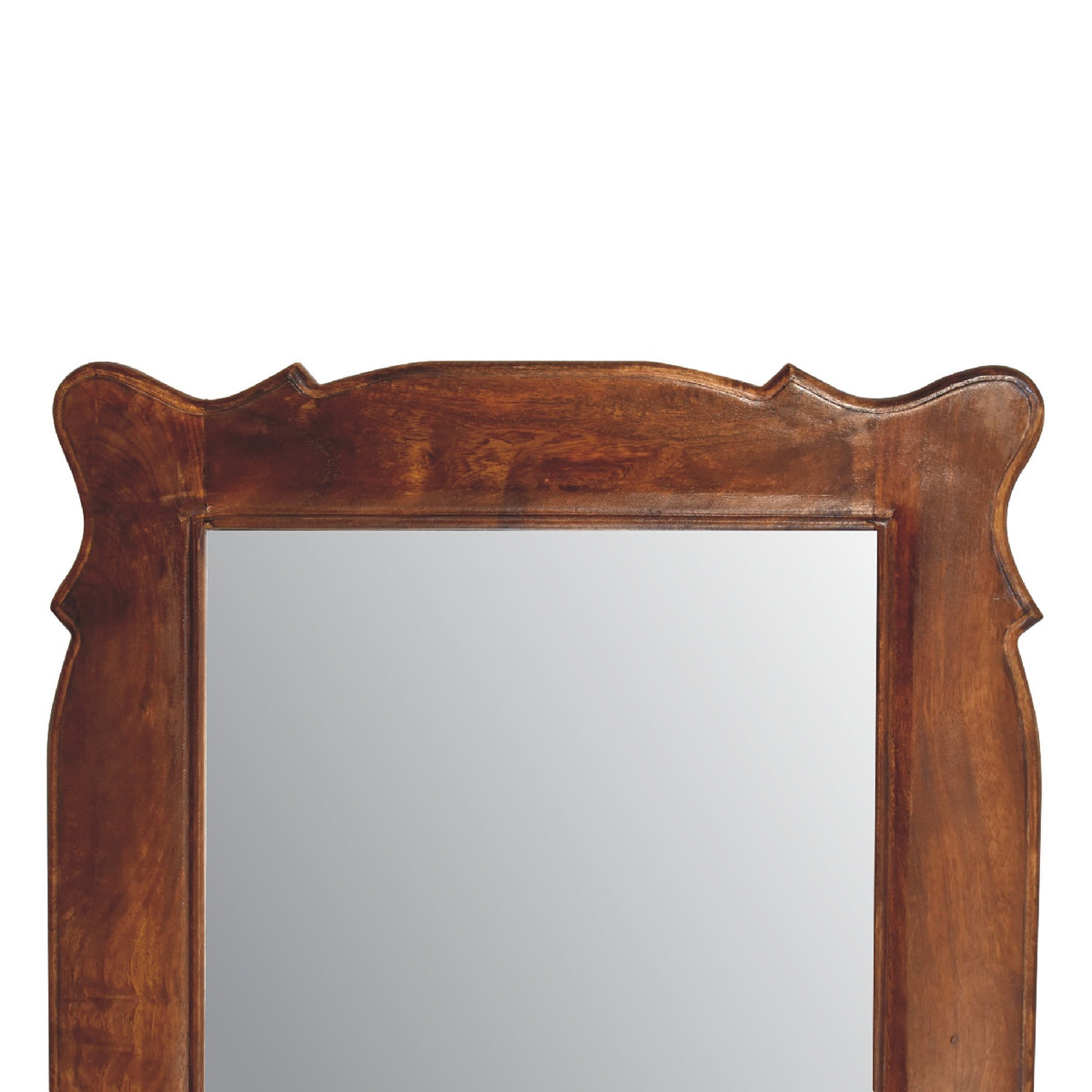 Chestnut Wooden Hand Carved Oblong Frame with Mirror