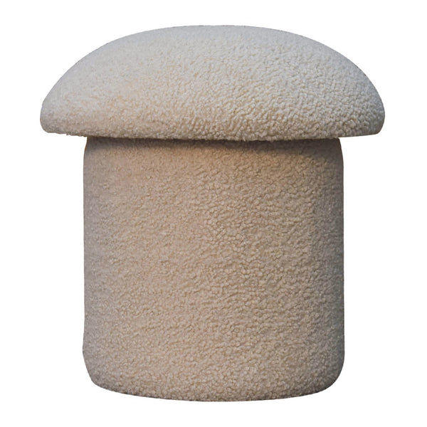 Cream Boucle Mushroom Footstool