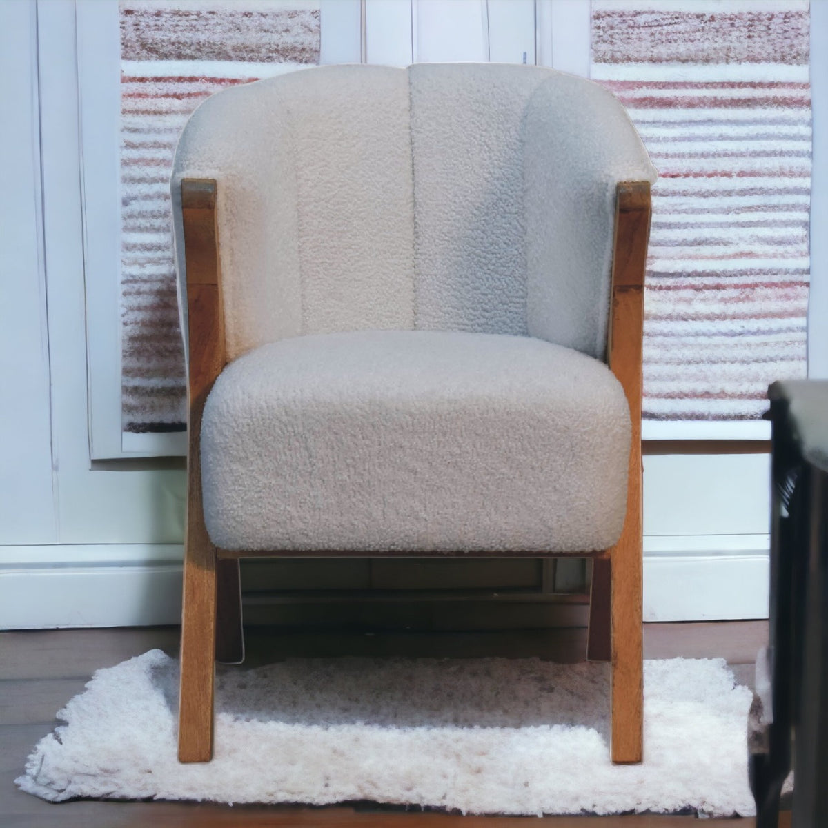 White Boucle Minimalistic Chair