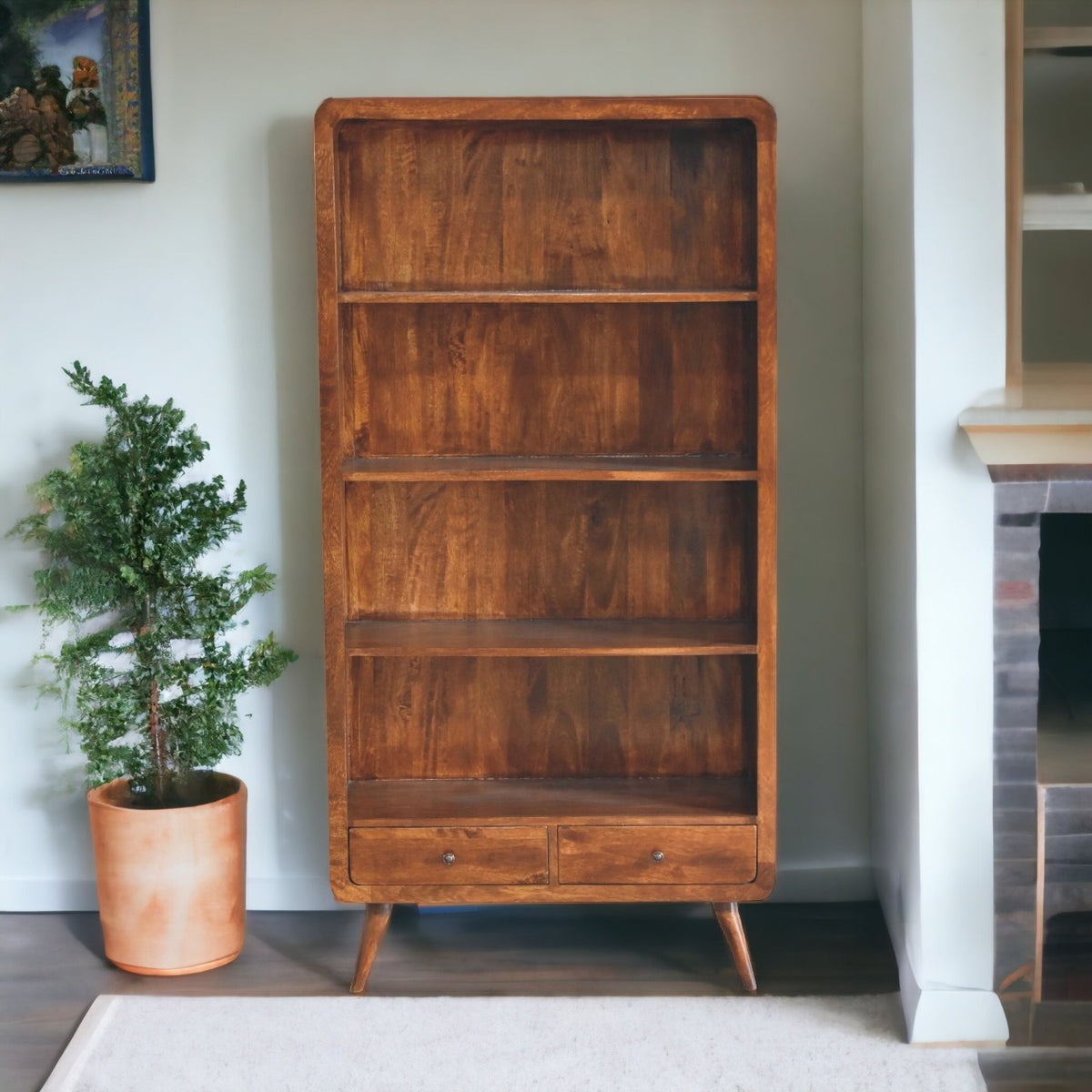 Curved Chestnut Bookcase