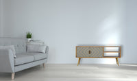 Sleek Cement Brass Inlay Media Unit