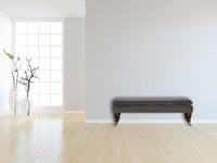 Grey Velvet Bench with Castor Feet