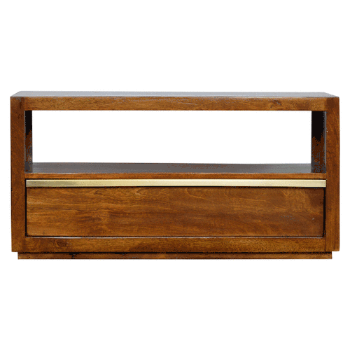 Chestnut Media Unit with Gold Bar