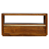 Chestnut Media Unit with Gold Bar