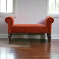 Brick Red Velvet Bench