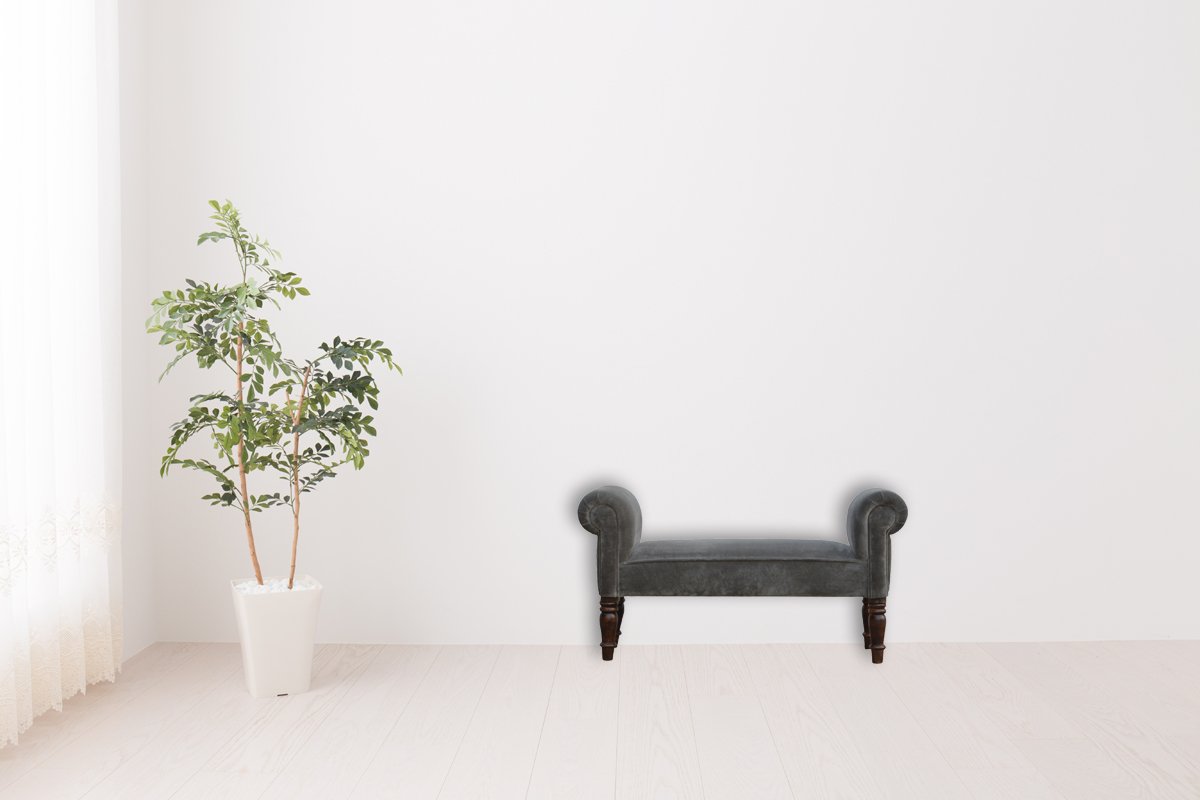 Grey Velvet Bench