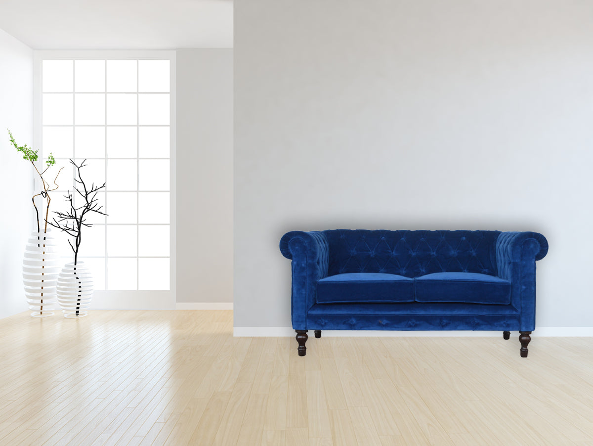 Royal Blue Velvet Chesterfield Sofa