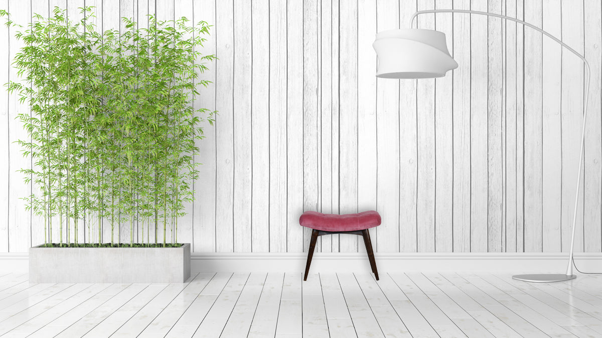 Pink Cotton Velvet Curved Bench