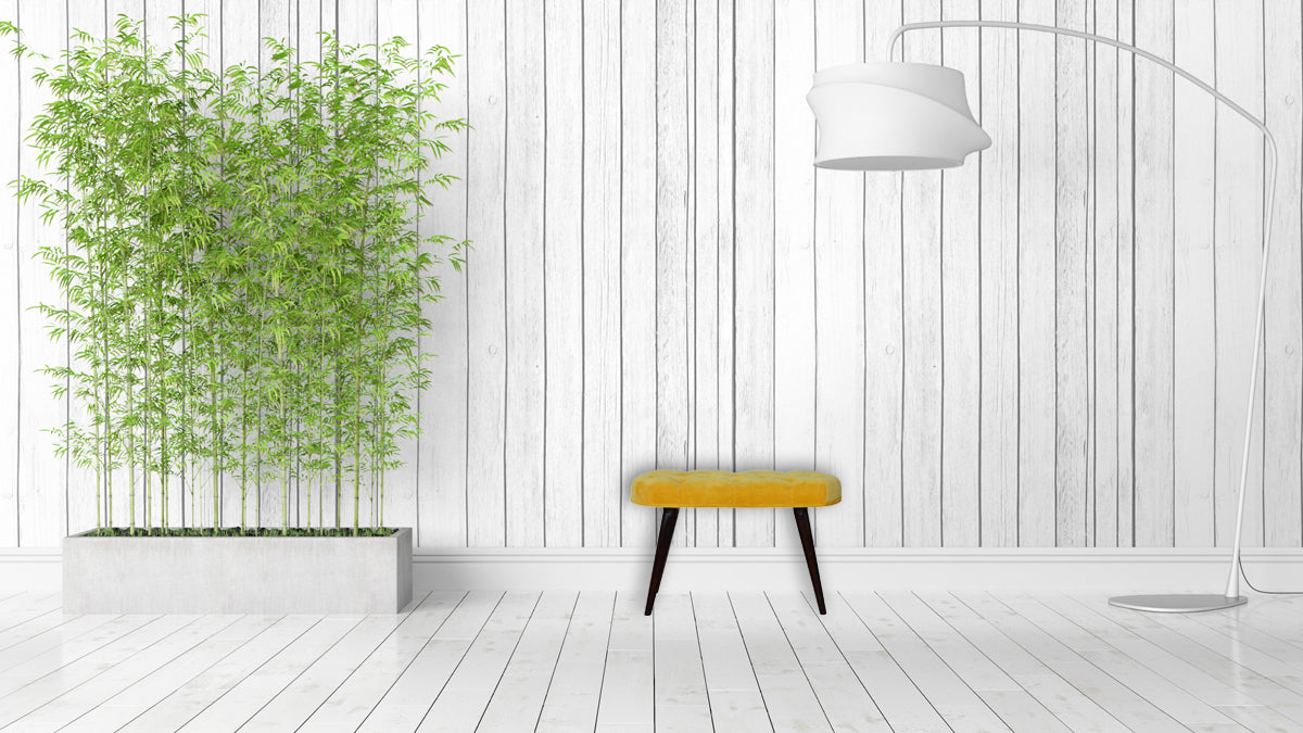 Mustard Velvet Deep Button Bench