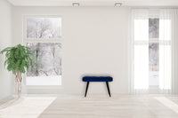 Royal Blue Cotton Velvet Deep Button Bench