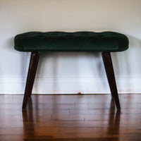 Emerald Velvet Deep Button Bench
