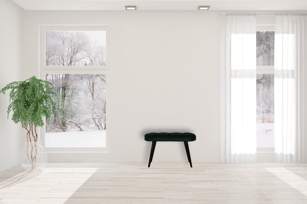 Emerald Velvet Deep Button Bench