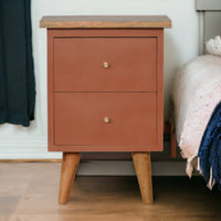 Brick Red Hand Painted Bedside