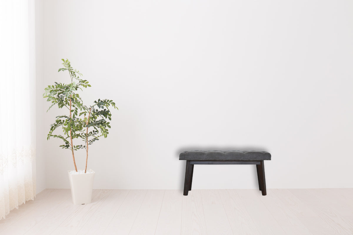 Grey Velvet Hallway Bench