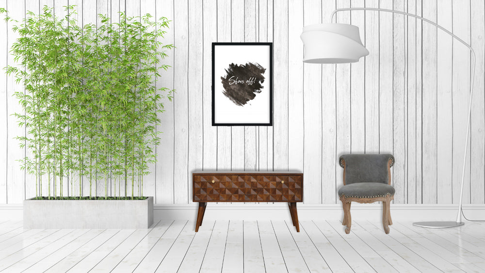 Chestnut Diamond Carved Storage Hallway Bench