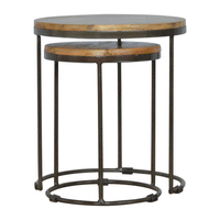 Round Stool Set of 2 with Iron Base