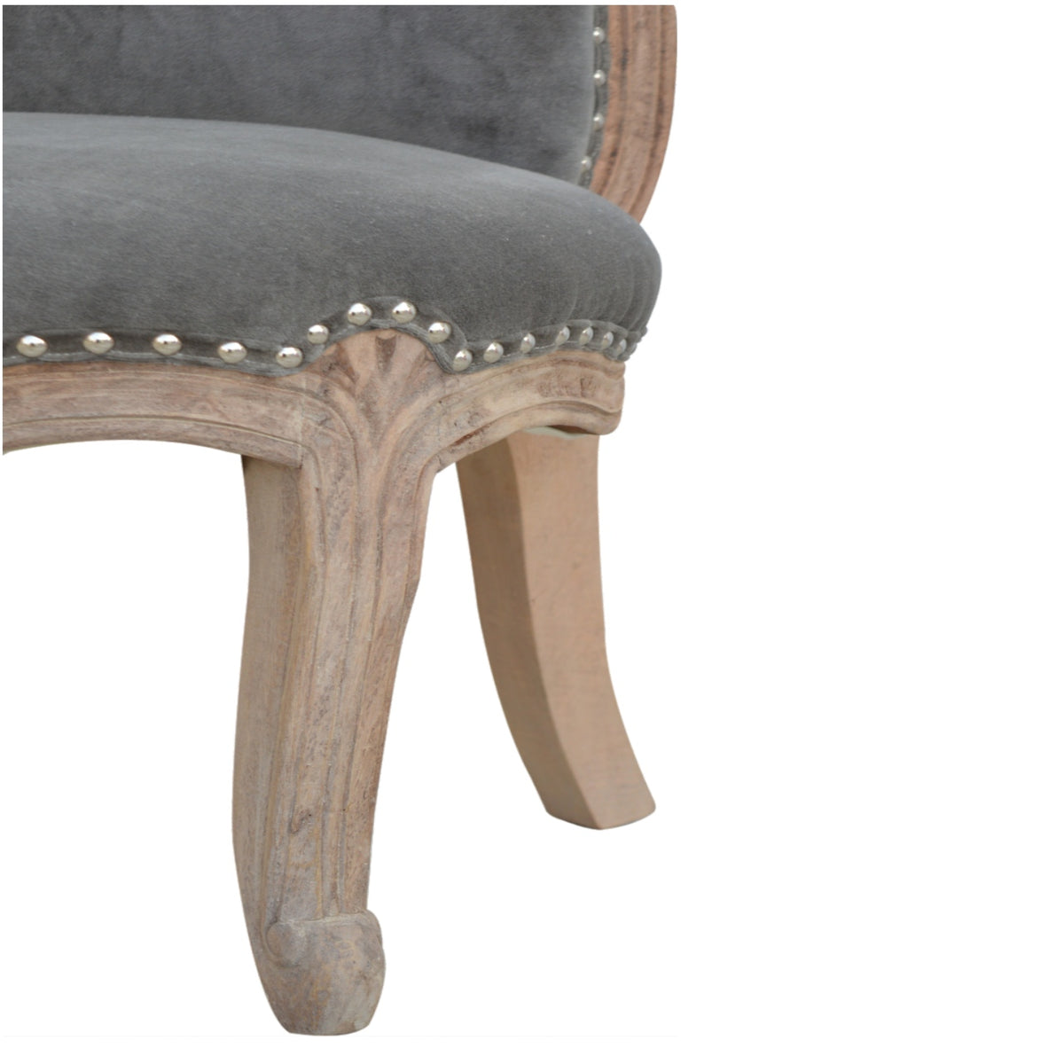 Grey Velvet Studded Chair