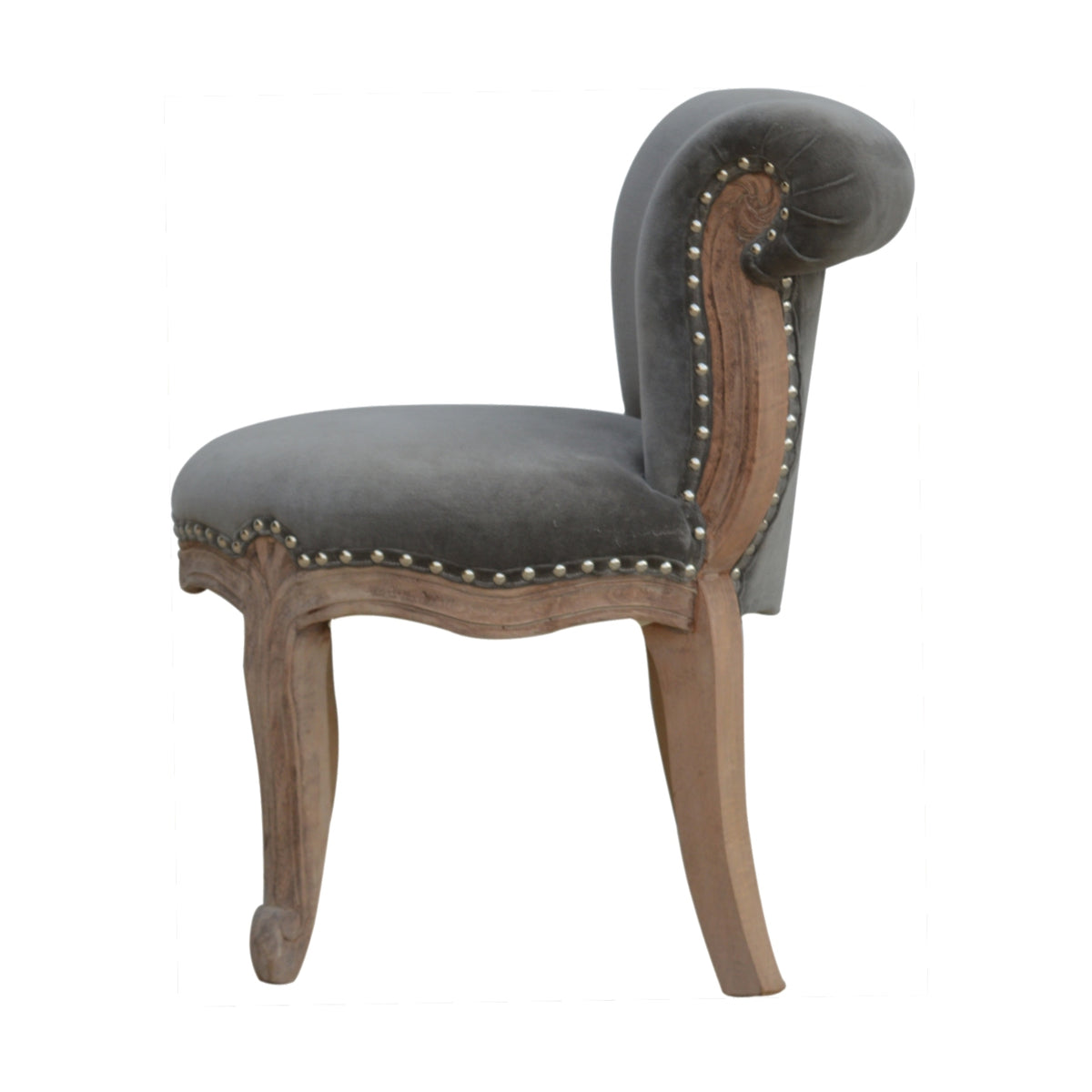 Grey Velvet Studded Chair