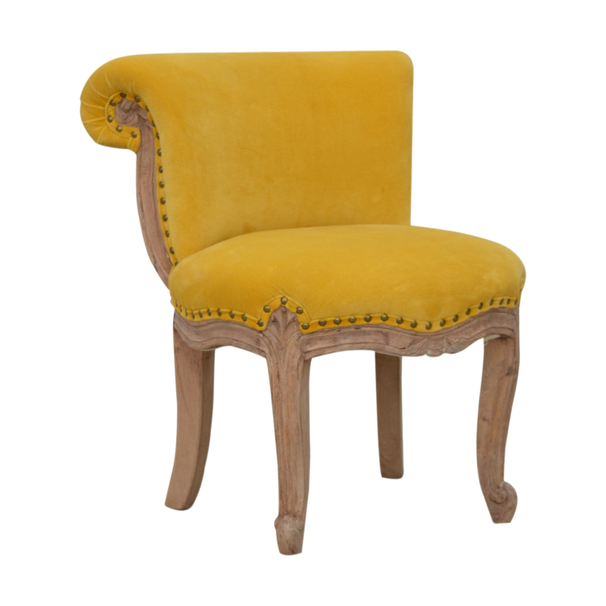 Mustard Velvet Studded Chair